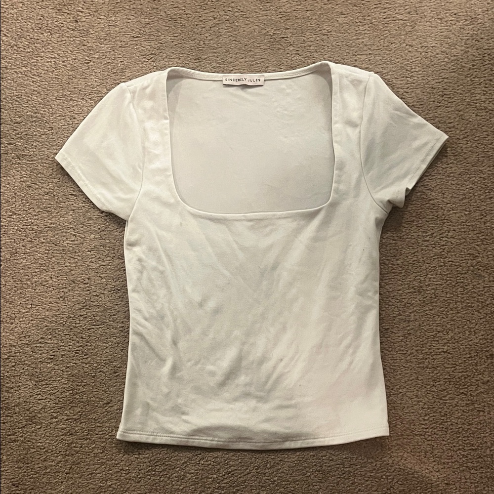 Sincerely Jules White Square Neck Tee S